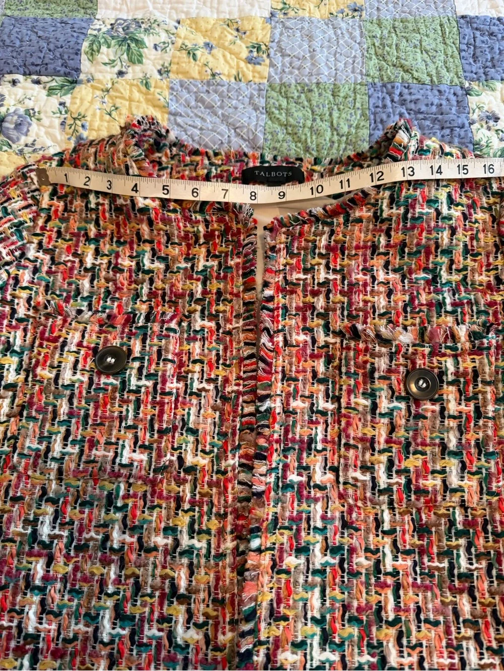Talbots Multi Color Candy Tweed Fringe Topper Size 16 - Picture 10 of 16
